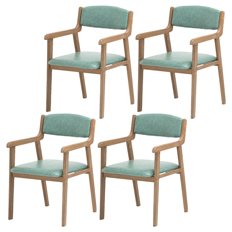 Contemporary Dining Chair 18'' Wide Open Arm Chair with 4 Wood Legs for Home Use Lake Blue Faux Leather 4 Piece Set Clearhalo ' kitchen&dining_furn' 'Dining Chairs' 'Dining Tables & Seating' 'dining_chair' 'furn' 'furn_dining_chair' 'Furniture' 'furniture_dining_chair' 'Kitchen & Dining Furniture' 'kitchen' 3484442