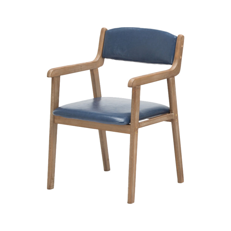 Contemporary Dining Chair 18'' Wide Open Arm Chair with 4 Wood Legs for Home Use Royal Blue Faux Leather 1 Piece Clearhalo ' kitchen&dining_furn' 'Dining Chairs' 'Dining Tables & Seating' 'dining_chair' 'furn' 'furn_dining_chair' 'Furniture' 'furniture_dining_chair' 'Kitchen & Dining Furniture' 'kitchen' 3484443