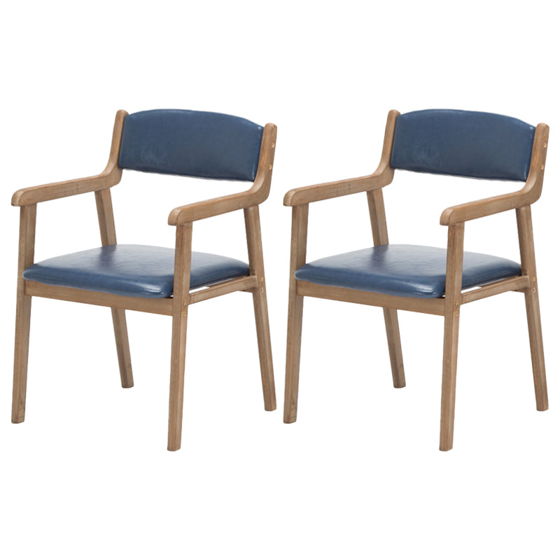 Contemporary Dining Chair 18'' Wide Open Arm Chair with 4 Wood Legs for Home Use Royal Blue Faux Leather 2 Piece Set Clearhalo ' kitchen&dining_furn' 'Dining Chairs' 'Dining Tables & Seating' 'dining_chair' 'furn' 'furn_dining_chair' 'Furniture' 'furniture_dining_chair' 'Kitchen & Dining Furniture' 'kitchen' 3484444
