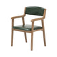 Contemporary Dining Chair 18'' Wide Open Arm Chair with 4 Wood Legs for Home Use Blackish Green Faux Leather 1 Piece Clearhalo ' kitchen&dining_furn' 'Dining Chairs' 'Dining Tables & Seating' 'dining_chair' 'furn' 'furn_dining_chair' 'Furniture' 'furniture_dining_chair' 'Kitchen & Dining Furniture' 'kitchen' 3484446