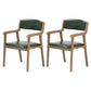 Contemporary Dining Chair 18'' Wide Open Arm Chair with 4 Wood Legs for Home Use Blackish Green Faux Leather 2 Piece Set Clearhalo ' kitchen&dining_furn' 'Dining Chairs' 'Dining Tables & Seating' 'dining_chair' 'furn' 'furn_dining_chair' 'Furniture' 'furniture_dining_chair' 'Kitchen & Dining Furniture' 'kitchen' 3484447