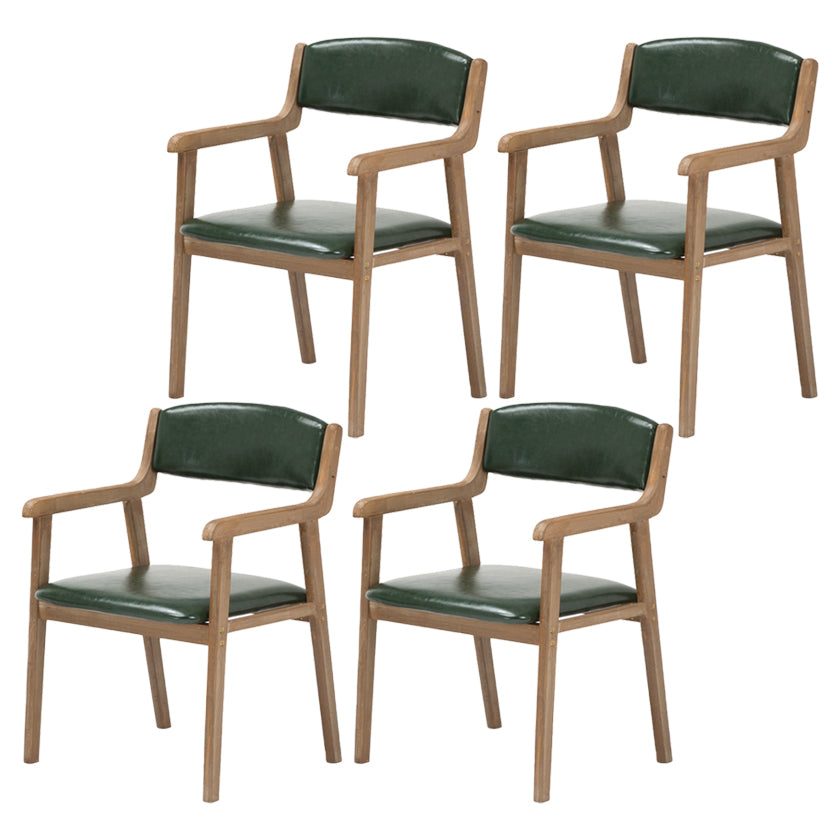 Contemporary Dining Chair 18'' Wide Open Arm Chair with 4 Wood Legs for Home Use Blackish Green Faux Leather 4 Piece Set Clearhalo ' kitchen&dining_furn' 'Dining Chairs' 'Dining Tables & Seating' 'dining_chair' 'furn' 'furn_dining_chair' 'Furniture' 'furniture_dining_chair' 'Kitchen & Dining Furniture' 'kitchen' 3484448