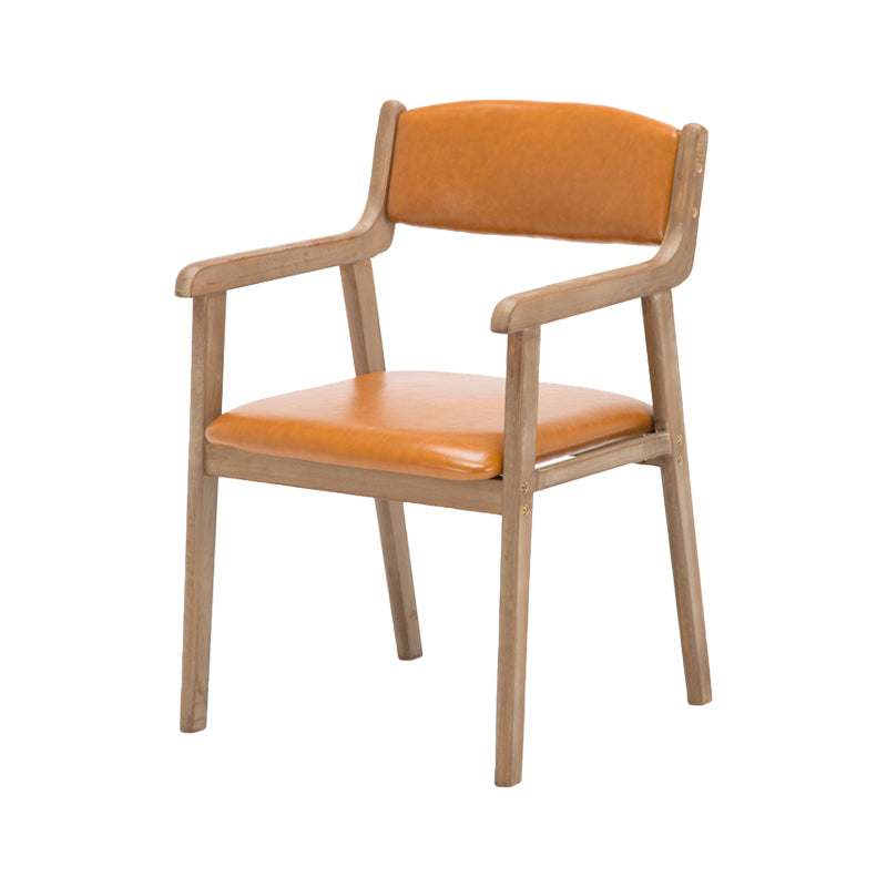 Contemporary Dining Chair 18'' Wide Open Arm Chair with 4 Wood Legs for Home Use Orange Faux Leather 1 Piece Clearhalo ' kitchen&dining_furn' 'Dining Chairs' 'Dining Tables & Seating' 'dining_chair' 'furn' 'furn_dining_chair' 'Furniture' 'furniture_dining_chair' 'Kitchen & Dining Furniture' 'kitchen' 3484449