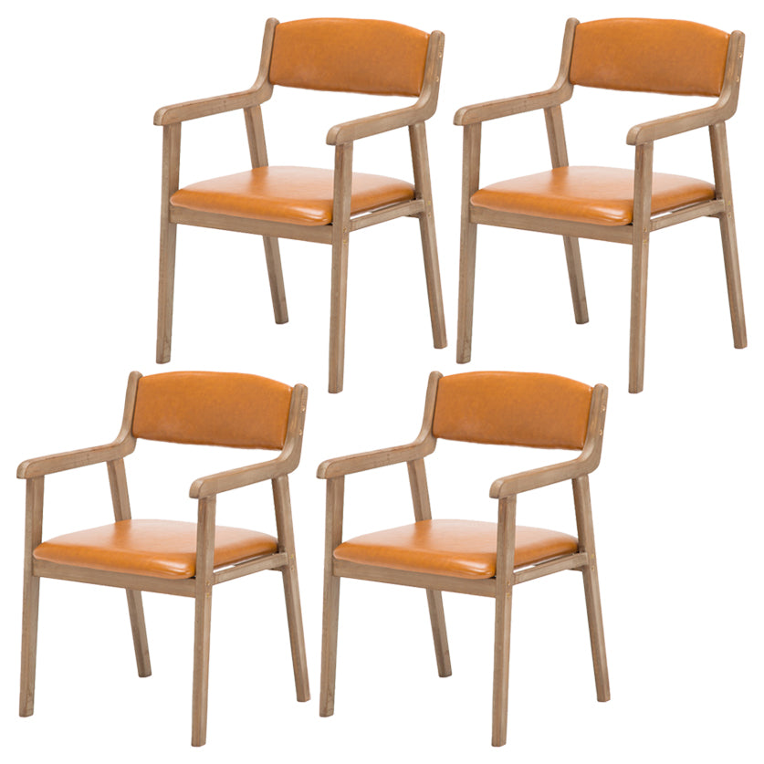 Contemporary Dining Chair 18'' Wide Open Arm Chair with 4 Wood Legs for Home Use Orange Faux Leather 4 Piece Set Clearhalo ' kitchen&dining_furn' 'Dining Chairs' 'Dining Tables & Seating' 'dining_chair' 'furn' 'furn_dining_chair' 'Furniture' 'furniture_dining_chair' 'Kitchen & Dining Furniture' 'kitchen' 3484451