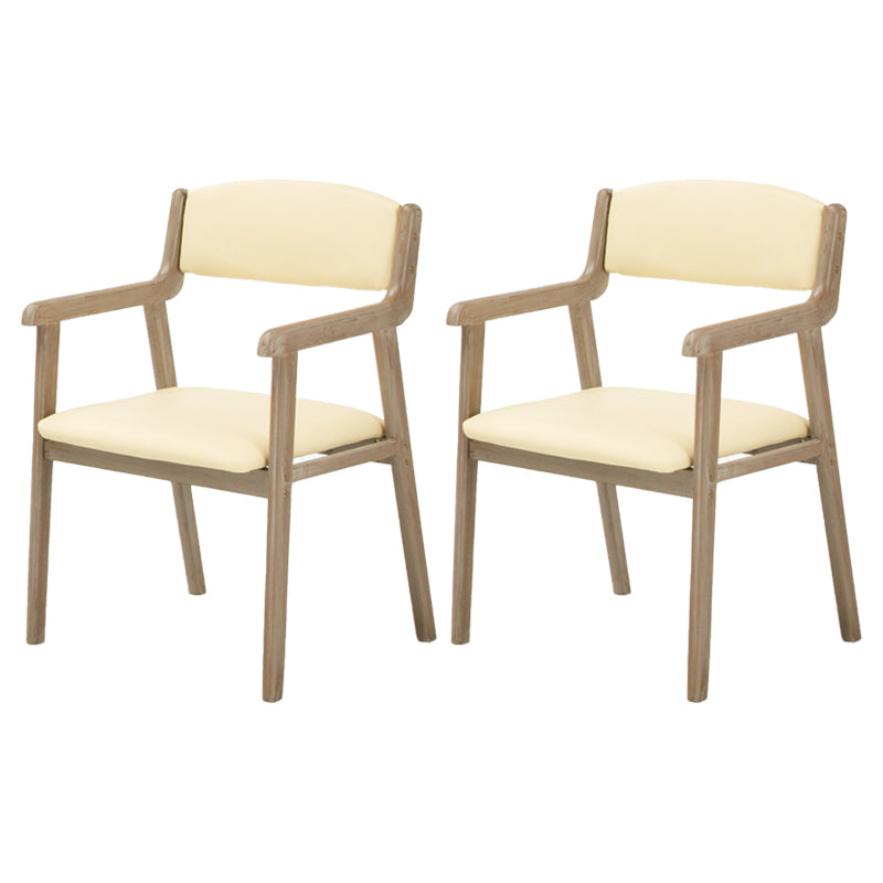 Contemporary Dining Chair 18'' Wide Open Arm Chair with 4 Wood Legs for Home Use Beige Faux Leather 2 Piece Set Clearhalo ' kitchen&dining_furn' 'Dining Chairs' 'Dining Tables & Seating' 'dining_chair' 'furn' 'furn_dining_chair' 'Furniture' 'furniture_dining_chair' 'Kitchen & Dining Furniture' 'kitchen' 3484453