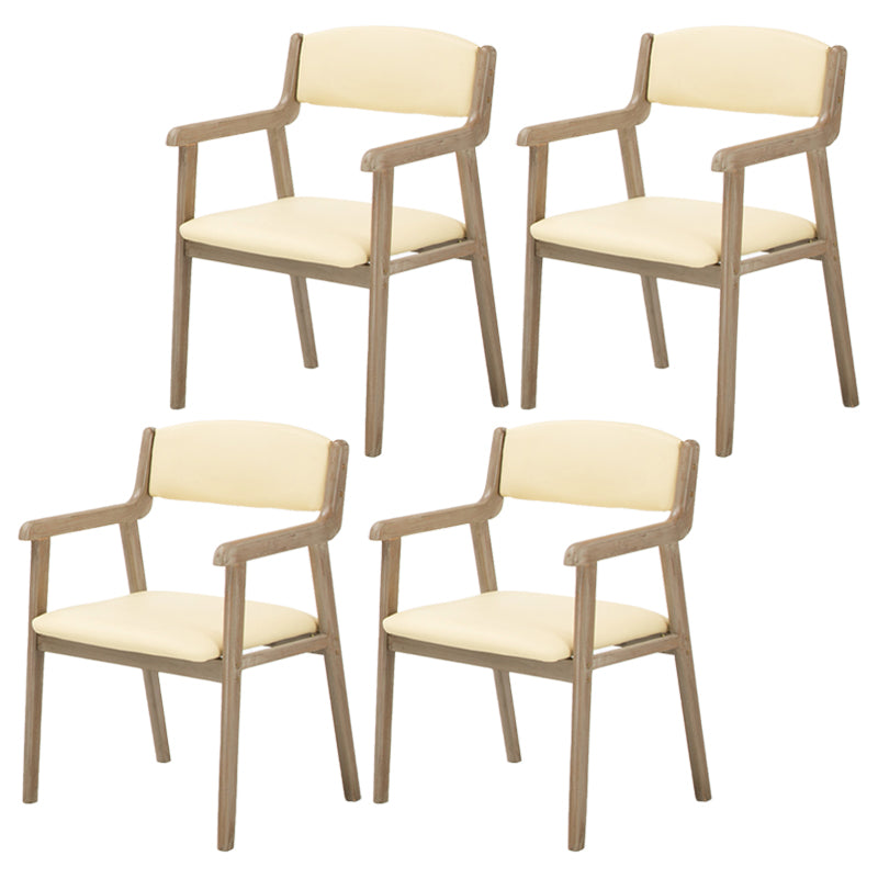 Contemporary Dining Chair 18'' Wide Open Arm Chair with 4 Wood Legs for Home Use Beige Faux Leather 4 Piece Set Clearhalo ' kitchen&dining_furn' 'Dining Chairs' 'Dining Tables & Seating' 'dining_chair' 'furn' 'furn_dining_chair' 'Furniture' 'furniture_dining_chair' 'Kitchen & Dining Furniture' 'kitchen' 3484454