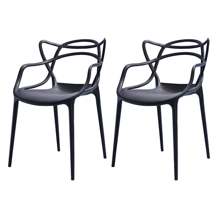 Nordic Plastic Open Back Dining Side Chair 33"H Dining Chair for Restaurant Black 2 Piece Set Clearhalo ' kitchen&dining_furn' 'Dining Chairs' 'Dining Tables & Seating' 'dining_chair' 'furn' 'furn_dining_chair' 'Furniture' 'furniture_dining_chair' 'Kitchen & Dining Furniture' 'kitchen' 3484456