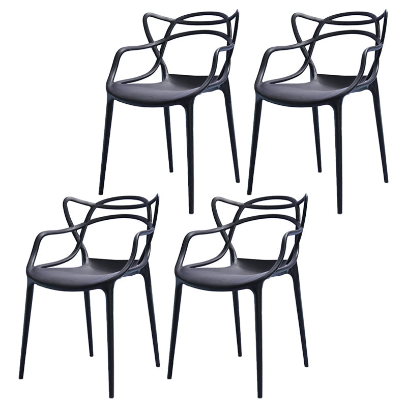 Nordic Plastic Open Back Dining Side Chair 33"H Dining Chair for Restaurant Black 4 Piece Set Clearhalo ' kitchen&dining_furn' 'Dining Chairs' 'Dining Tables & Seating' 'dining_chair' 'furn' 'furn_dining_chair' 'Furniture' 'furniture_dining_chair' 'Kitchen & Dining Furniture' 'kitchen' 3484458