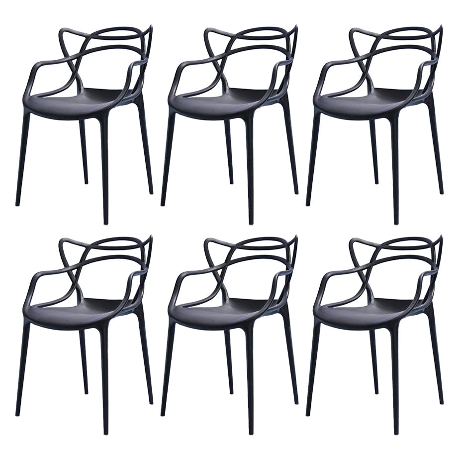 Nordic Plastic Open Back Dining Side Chair 33"H Dining Chair for Restaurant Black 6 Piece Set Clearhalo ' kitchen&dining_furn' 'Dining Chairs' 'Dining Tables & Seating' 'dining_chair' 'furn' 'furn_dining_chair' 'Furniture' 'furniture_dining_chair' 'Kitchen & Dining Furniture' 'kitchen' 3484460
