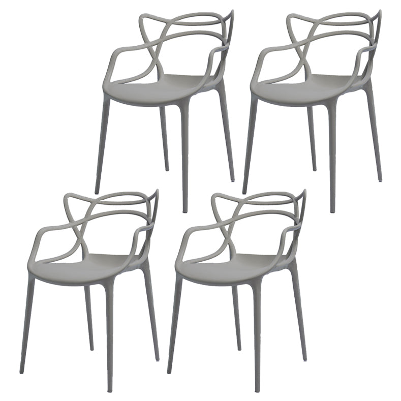 Nordic Plastic Open Back Dining Side Chair 33"H Dining Chair for Restaurant Grey 4 Piece Set Clearhalo ' kitchen&dining_furn' 'Dining Chairs' 'Dining Tables & Seating' 'dining_chair' 'furn' 'furn_dining_chair' 'Furniture' 'furniture_dining_chair' 'Kitchen & Dining Furniture' 'kitchen' 3484463