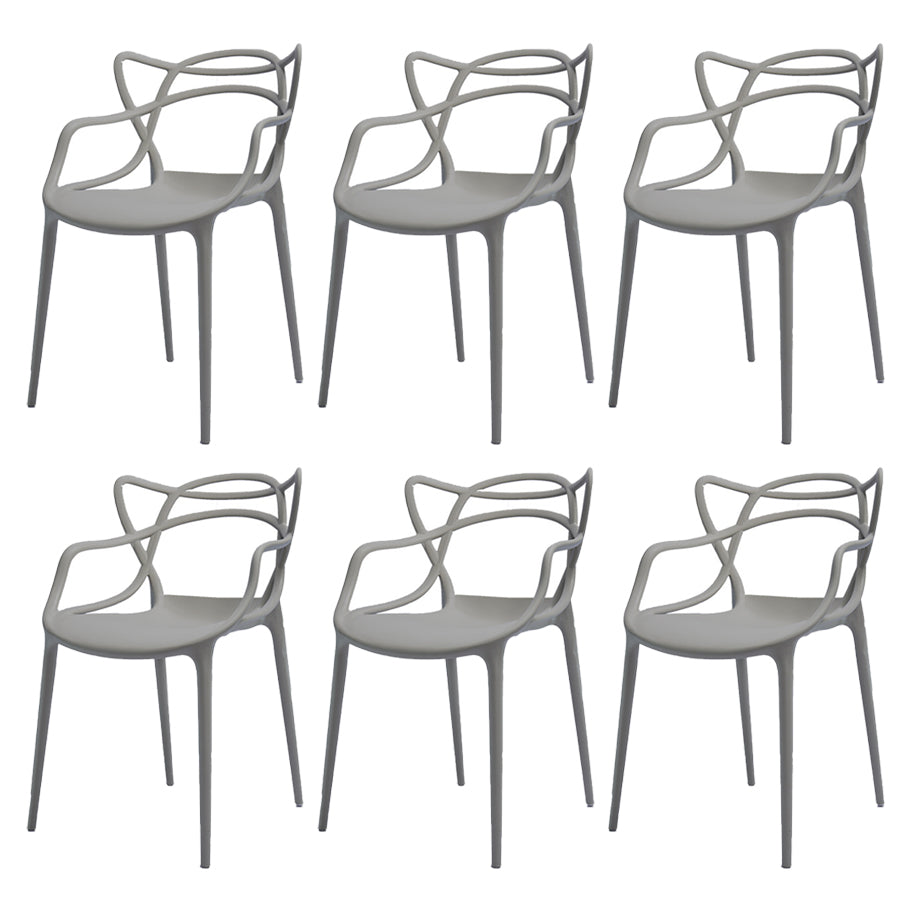 Nordic Plastic Open Back Dining Side Chair 33"H Dining Chair for Restaurant Grey 6 Piece Set Clearhalo ' kitchen&dining_furn' 'Dining Chairs' 'Dining Tables & Seating' 'dining_chair' 'furn' 'furn_dining_chair' 'Furniture' 'furniture_dining_chair' 'Kitchen & Dining Furniture' 'kitchen' 3484465