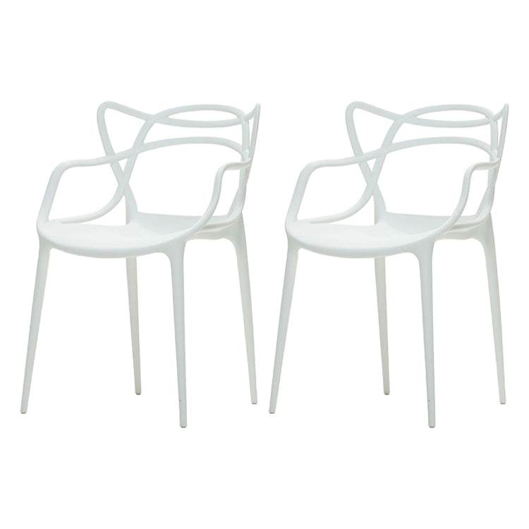 Nordic Plastic Open Back Dining Side Chair 33"H Dining Chair for Restaurant White 2 Piece Set Clearhalo ' kitchen&dining_furn' 'Dining Chairs' 'Dining Tables & Seating' 'dining_chair' 'furn' 'furn_dining_chair' 'Furniture' 'furniture_dining_chair' 'Kitchen & Dining Furniture' 'kitchen' 3484468