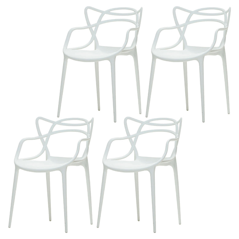Nordic Plastic Open Back Dining Side Chair 33"H Dining Chair for Restaurant White 4 Piece Set Clearhalo ' kitchen&dining_furn' 'Dining Chairs' 'Dining Tables & Seating' 'dining_chair' 'furn' 'furn_dining_chair' 'Furniture' 'furniture_dining_chair' 'Kitchen & Dining Furniture' 'kitchen' 3484470