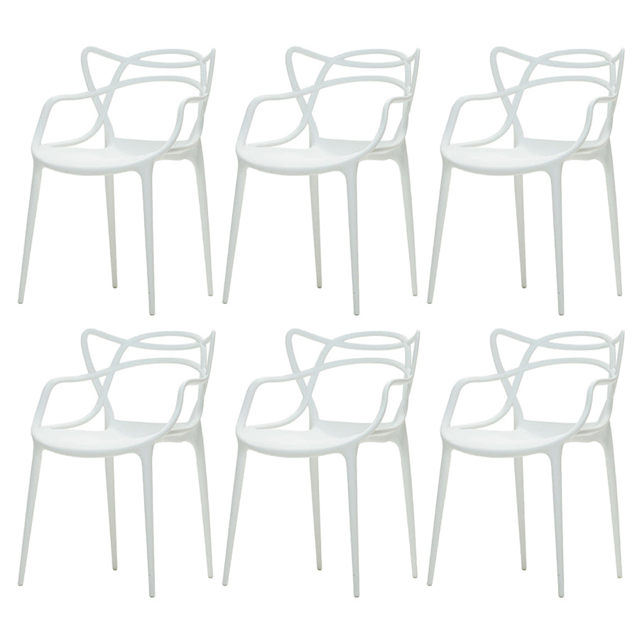 Nordic Plastic Open Back Dining Side Chair 33"H Dining Chair for Restaurant White 6 Piece Set Clearhalo ' kitchen&dining_furn' 'Dining Chairs' 'Dining Tables & Seating' 'dining_chair' 'furn' 'furn_dining_chair' 'Furniture' 'furniture_dining_chair' 'Kitchen & Dining Furniture' 'kitchen' 3484471