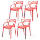 Nordic Plastic Open Back Dining Side Chair 33"H Dining Chair for Restaurant Red 4 Piece Set Clearhalo ' kitchen&dining_furn' 'Dining Chairs' 'Dining Tables & Seating' 'dining_chair' 'furn' 'furn_dining_chair' 'Furniture' 'furniture_dining_chair' 'Kitchen & Dining Furniture' 'kitchen' 3484475