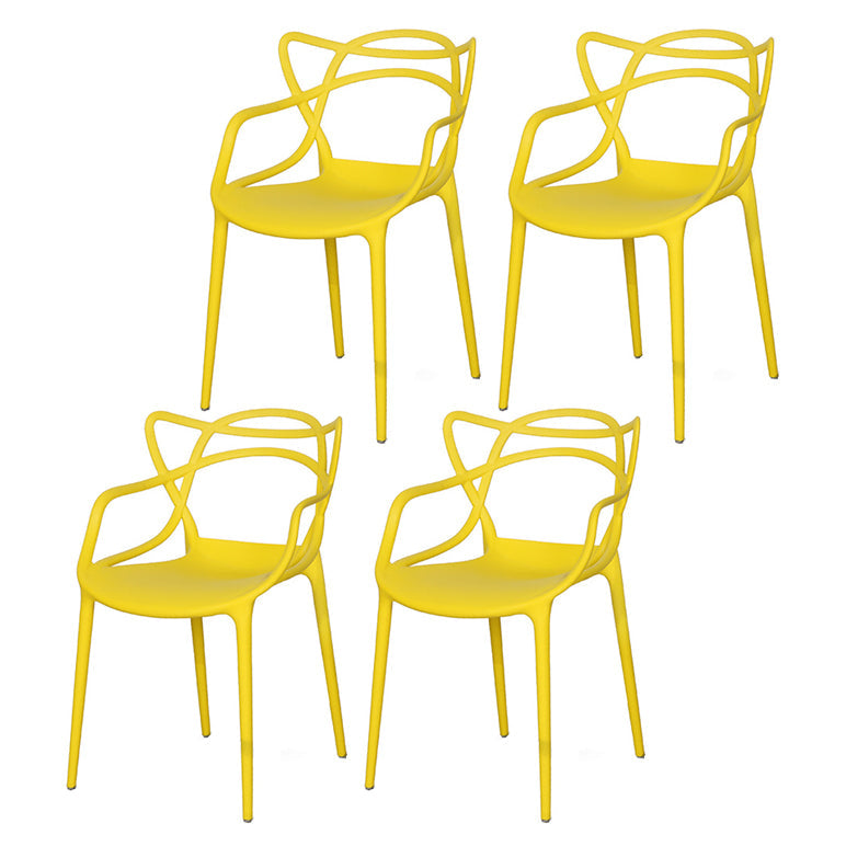 Nordic Plastic Open Back Dining Side Chair 33"H Dining Chair for Restaurant Yellow 4 Piece Set Clearhalo ' kitchen&dining_furn' 'Dining Chairs' 'Dining Tables & Seating' 'dining_chair' 'furn' 'furn_dining_chair' 'Furniture' 'furniture_dining_chair' 'Kitchen & Dining Furniture' 'kitchen' 3484481
