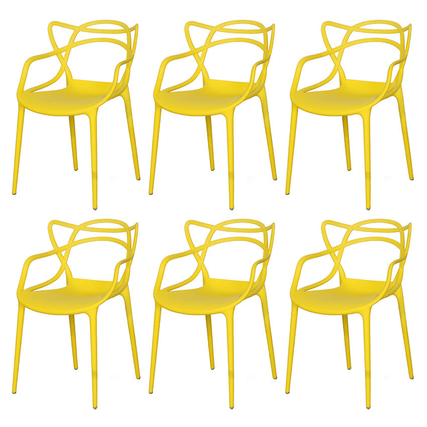 Nordic Plastic Open Back Dining Side Chair 33"H Dining Chair for Restaurant Yellow 6 Piece Set Clearhalo ' kitchen&dining_furn' 'Dining Chairs' 'Dining Tables & Seating' 'dining_chair' 'furn' 'furn_dining_chair' 'Furniture' 'furniture_dining_chair' 'Kitchen & Dining Furniture' 'kitchen' 3484484