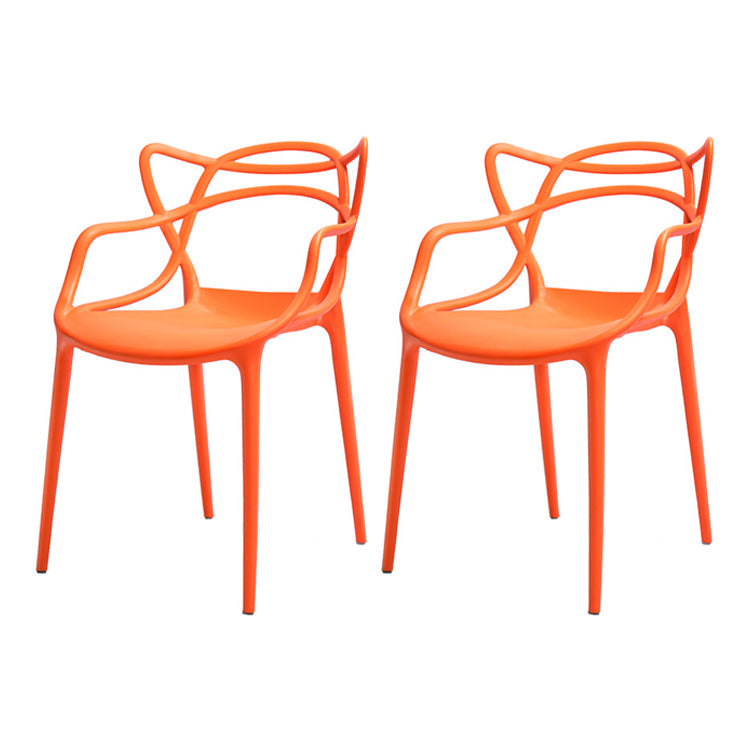 Nordic Plastic Open Back Dining Side Chair 33"H Dining Chair for Restaurant Orange 2 Piece Set Clearhalo ' kitchen&dining_furn' 'Dining Chairs' 'Dining Tables & Seating' 'dining_chair' 'furn' 'furn_dining_chair' 'Furniture' 'furniture_dining_chair' 'Kitchen & Dining Furniture' 'kitchen' 3484485