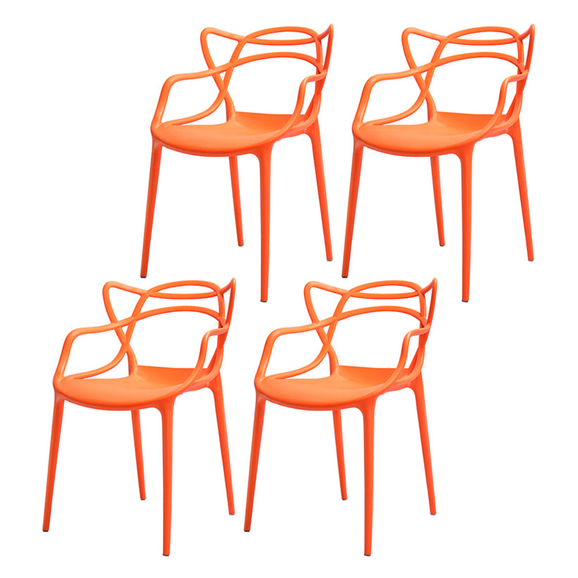 Nordic Plastic Open Back Dining Side Chair 33"H Dining Chair for Restaurant Orange 4 Piece Set Clearhalo ' kitchen&dining_furn' 'Dining Chairs' 'Dining Tables & Seating' 'dining_chair' 'furn' 'furn_dining_chair' 'Furniture' 'furniture_dining_chair' 'Kitchen & Dining Furniture' 'kitchen' 3484486