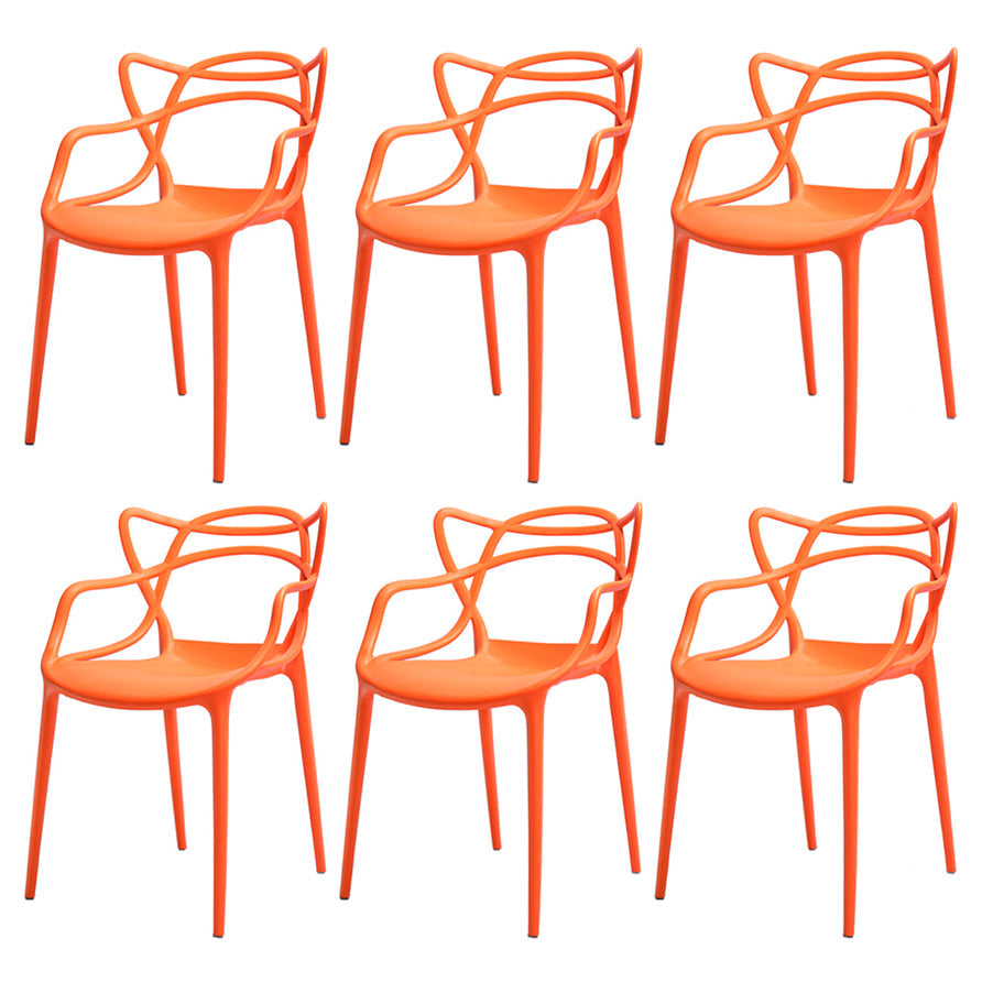 Nordic Plastic Open Back Dining Side Chair 33"H Dining Chair for Restaurant Orange 6 Piece Set Clearhalo ' kitchen&dining_furn' 'Dining Chairs' 'Dining Tables & Seating' 'dining_chair' 'furn' 'furn_dining_chair' 'Furniture' 'furniture_dining_chair' 'Kitchen & Dining Furniture' 'kitchen' 3484487