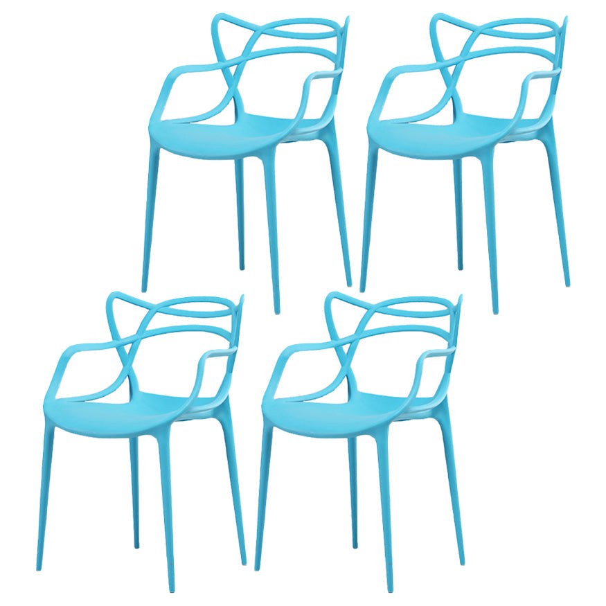 Nordic Plastic Open Back Dining Side Chair 33"H Dining Chair for Restaurant Blue 4 Piece Set Clearhalo ' kitchen&dining_furn' 'Dining Chairs' 'Dining Tables & Seating' 'dining_chair' 'furn' 'furn_dining_chair' 'Furniture' 'furniture_dining_chair' 'Kitchen & Dining Furniture' 'kitchen' 3484489