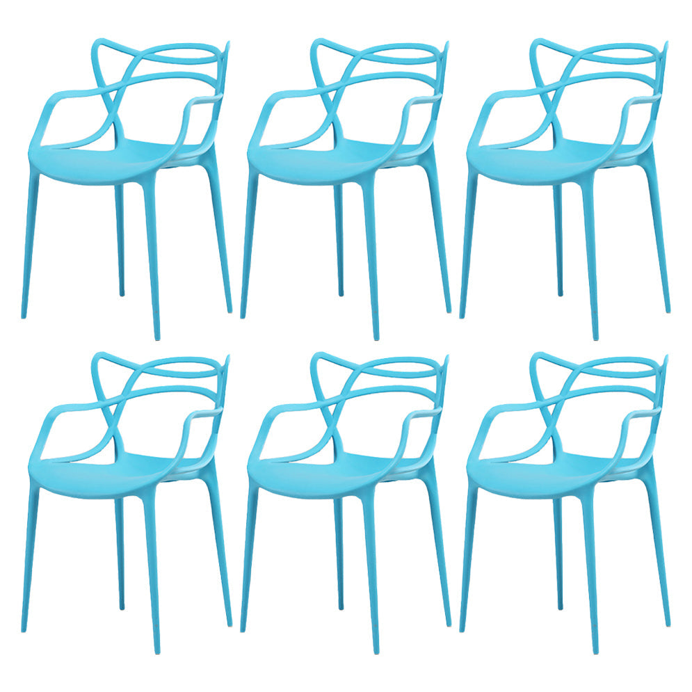 Nordic Plastic Open Back Dining Side Chair 33"H Dining Chair for Restaurant Blue 6 Piece Set Clearhalo ' kitchen&dining_furn' 'Dining Chairs' 'Dining Tables & Seating' 'dining_chair' 'furn' 'furn_dining_chair' 'Furniture' 'furniture_dining_chair' 'Kitchen & Dining Furniture' 'kitchen' 3484490