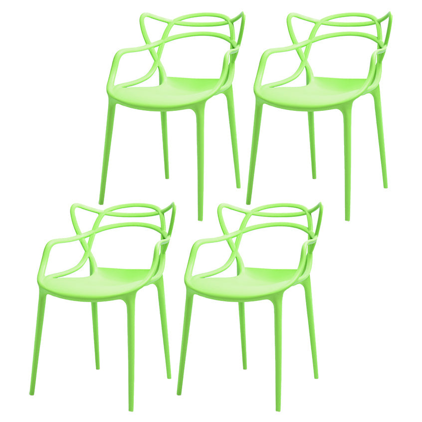 Nordic Plastic Open Back Dining Side Chair 33"H Dining Chair for Restaurant Green 4 Piece Set Clearhalo ' kitchen&dining_furn' 'Dining Chairs' 'Dining Tables & Seating' 'dining_chair' 'furn' 'furn_dining_chair' 'Furniture' 'furniture_dining_chair' 'Kitchen & Dining Furniture' 'kitchen' 3484492