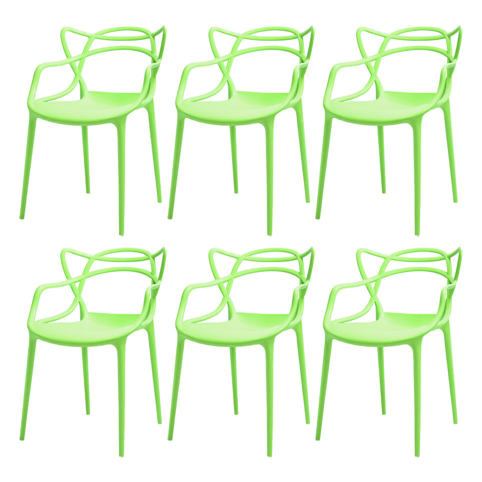 Nordic Plastic Open Back Dining Side Chair 33"H Dining Chair for Restaurant Green 6 Piece Set Clearhalo ' kitchen&dining_furn' 'Dining Chairs' 'Dining Tables & Seating' 'dining_chair' 'furn' 'furn_dining_chair' 'Furniture' 'furniture_dining_chair' 'Kitchen & Dining Furniture' 'kitchen' 3484493