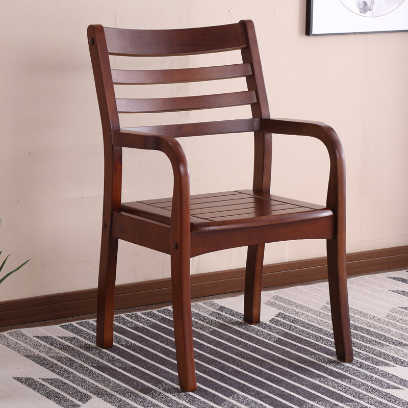 Contemporary Kitchen Wood Square Dining Chair Ladder Back Wood Counter Chair Walnut 1 Piece Clearhalo ' kitchen&dining_furn' 'Dining Chairs' 'Dining Tables & Seating' 'dining_chair' 'furn' 'furn_dining_chair' 'Furniture' 'furniture_dining_chair' 'Kitchen & Dining Furniture' 'kitchen' 3484548