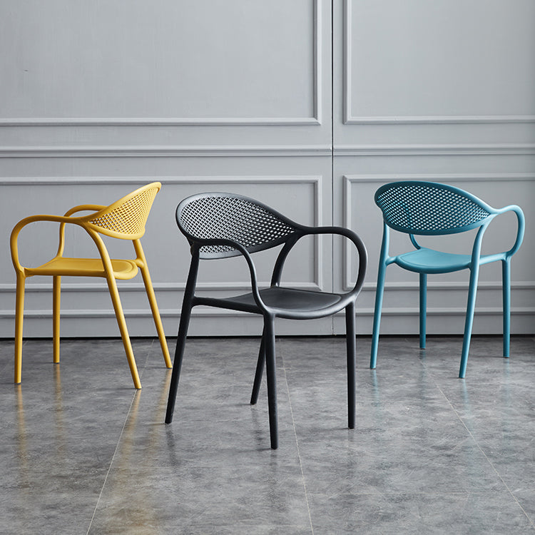 Contemporary Plastic Dining Armchair Chair Open Back Dining Side Chair for Kitchen Clearhalo ' kitchen&dining_furn' 'Dining Chairs' 'Dining Tables & Seating' 'dining_chair' 'furn' 'furn_dining_chair' 'Furniture' 'furniture_dining_chair' 'Kitchen & Dining Furniture' 'kitchen' 3484568