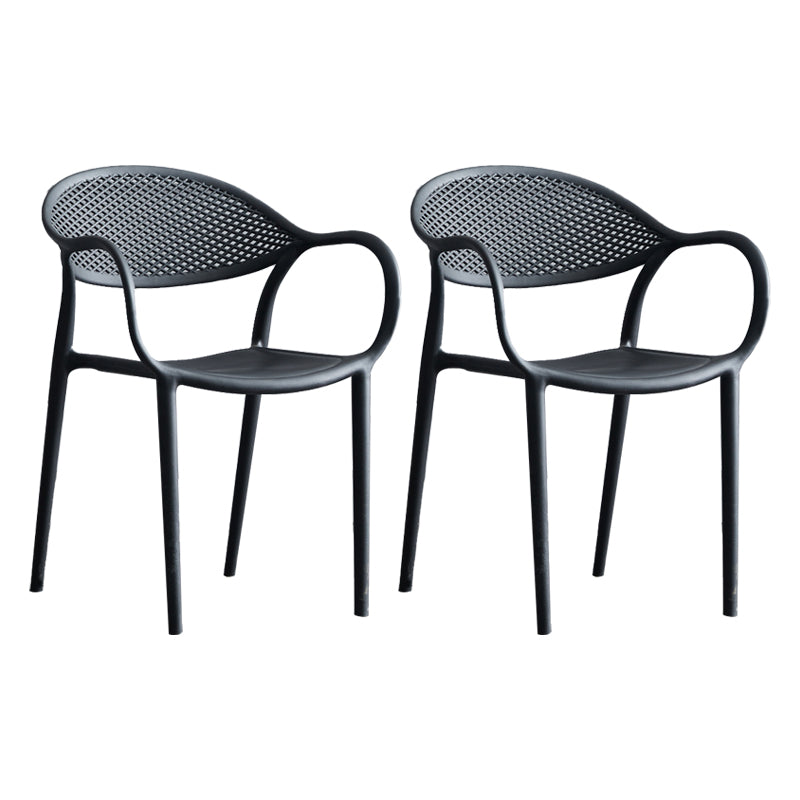 Contemporary Plastic Dining Armchair Chair Open Back Dining Side Chair for Kitchen Black 2 Piece Set Clearhalo ' kitchen&dining_furn' 'Dining Chairs' 'Dining Tables & Seating' 'dining_chair' 'furn' 'furn_dining_chair' 'Furniture' 'furniture_dining_chair' 'Kitchen & Dining Furniture' 'kitchen' 3484569