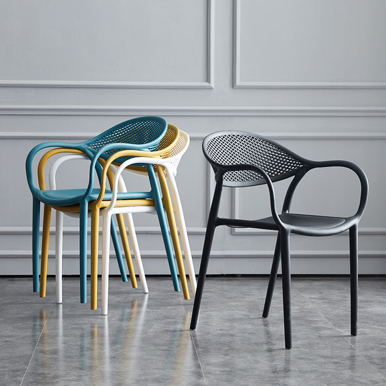 Contemporary Plastic Dining Armchair Chair Open Back Dining Side Chair for Kitchen Clearhalo ' kitchen&dining_furn' 'Dining Chairs' 'Dining Tables & Seating' 'dining_chair' 'furn' 'furn_dining_chair' 'Furniture' 'furniture_dining_chair' 'Kitchen & Dining Furniture' 'kitchen' 3484570