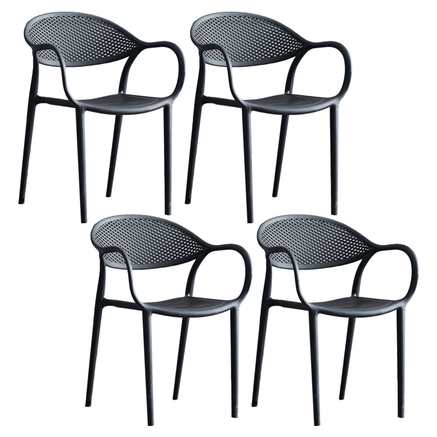 Contemporary Plastic Dining Armchair Chair Open Back Dining Side Chair for Kitchen Black 4 Piece Set Clearhalo ' kitchen&dining_furn' 'Dining Chairs' 'Dining Tables & Seating' 'dining_chair' 'furn' 'furn_dining_chair' 'Furniture' 'furniture_dining_chair' 'Kitchen & Dining Furniture' 'kitchen' 3484571