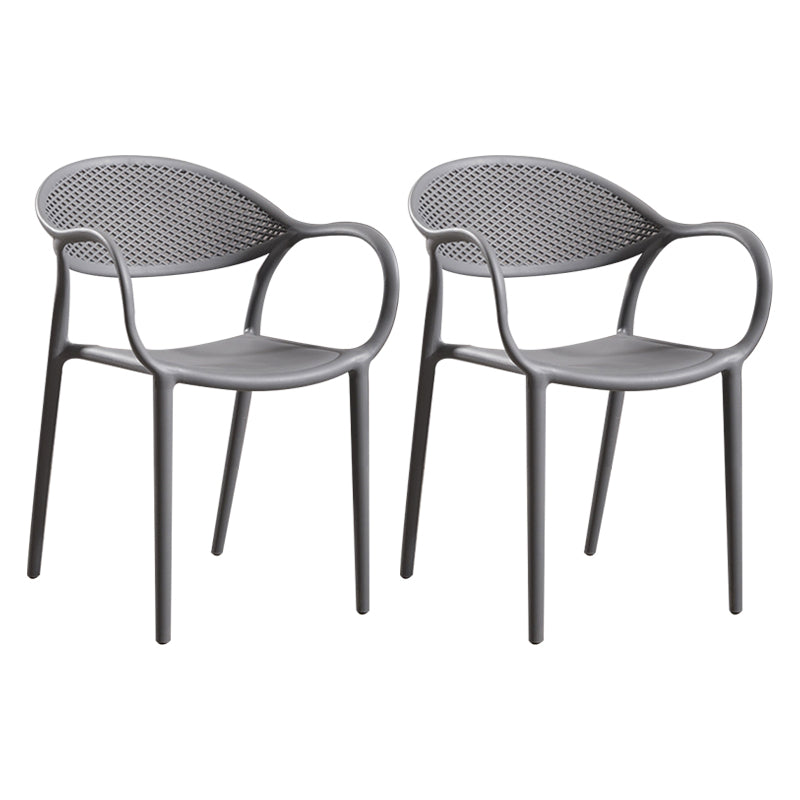 Contemporary Plastic Dining Armchair Chair Open Back Dining Side Chair for Kitchen Grey 2 Piece Set Clearhalo ' kitchen&dining_furn' 'Dining Chairs' 'Dining Tables & Seating' 'dining_chair' 'furn' 'furn_dining_chair' 'Furniture' 'furniture_dining_chair' 'Kitchen & Dining Furniture' 'kitchen' 3484574