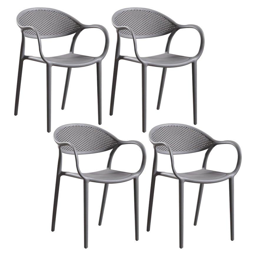Contemporary Plastic Dining Armchair Chair Open Back Dining Side Chair for Kitchen Grey 4 Piece Set Clearhalo ' kitchen&dining_furn' 'Dining Chairs' 'Dining Tables & Seating' 'dining_chair' 'furn' 'furn_dining_chair' 'Furniture' 'furniture_dining_chair' 'Kitchen & Dining Furniture' 'kitchen' 3484577
