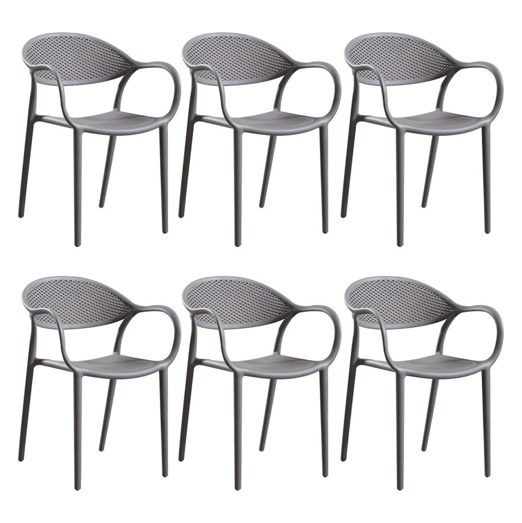Contemporary Plastic Dining Armchair Chair Open Back Dining Side Chair for Kitchen Grey 6 Piece Set Clearhalo ' kitchen&dining_furn' 'Dining Chairs' 'Dining Tables & Seating' 'dining_chair' 'furn' 'furn_dining_chair' 'Furniture' 'furniture_dining_chair' 'Kitchen & Dining Furniture' 'kitchen' 3484578