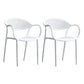 Contemporary Plastic Dining Armchair Chair Open Back Dining Side Chair for Kitchen White 2 Piece Set Clearhalo ' kitchen&dining_furn' 'Dining Chairs' 'Dining Tables & Seating' 'dining_chair' 'furn' 'furn_dining_chair' 'Furniture' 'furniture_dining_chair' 'Kitchen & Dining Furniture' 'kitchen' 3484581