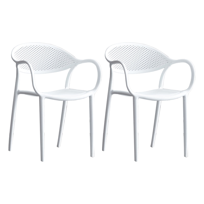 Contemporary Plastic Dining Armchair Chair Open Back Dining Side Chair for Kitchen White 2 Piece Set Clearhalo ' kitchen&dining_furn' 'Dining Chairs' 'Dining Tables & Seating' 'dining_chair' 'furn' 'furn_dining_chair' 'Furniture' 'furniture_dining_chair' 'Kitchen & Dining Furniture' 'kitchen' 3484581