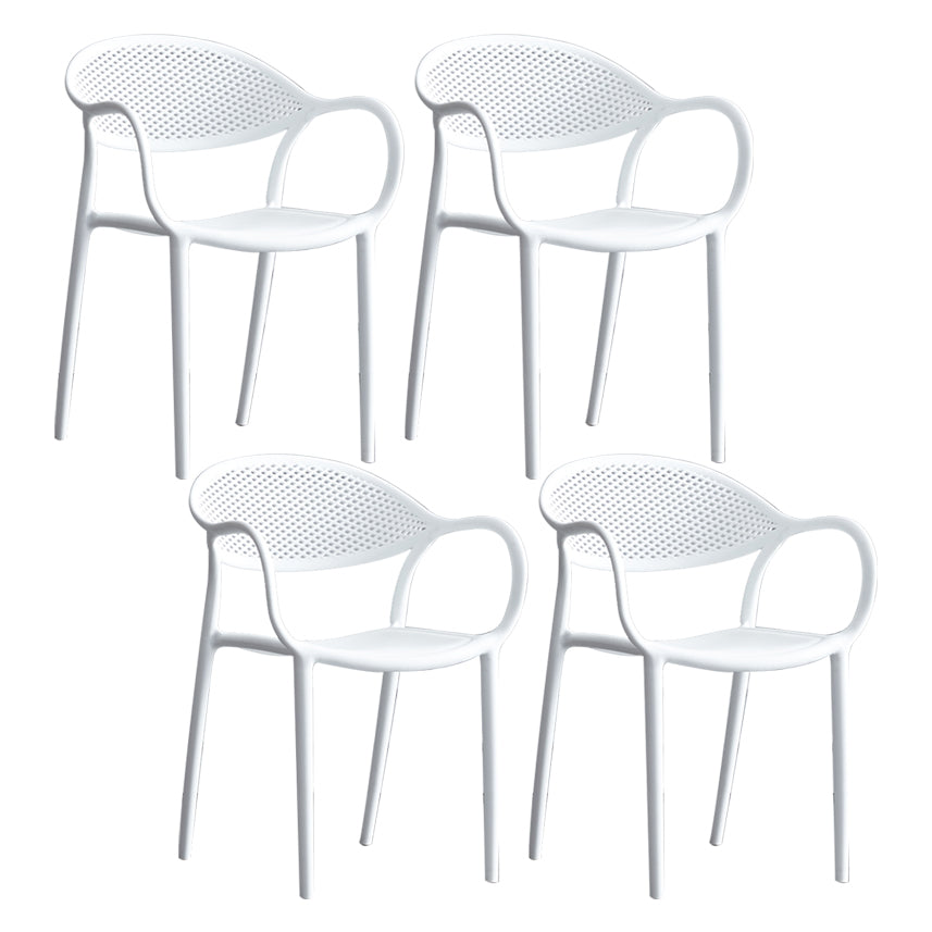 Contemporary Plastic Dining Armchair Chair Open Back Dining Side Chair for Kitchen White 4 Piece Set Clearhalo ' kitchen&dining_furn' 'Dining Chairs' 'Dining Tables & Seating' 'dining_chair' 'furn' 'furn_dining_chair' 'Furniture' 'furniture_dining_chair' 'Kitchen & Dining Furniture' 'kitchen' 3484582