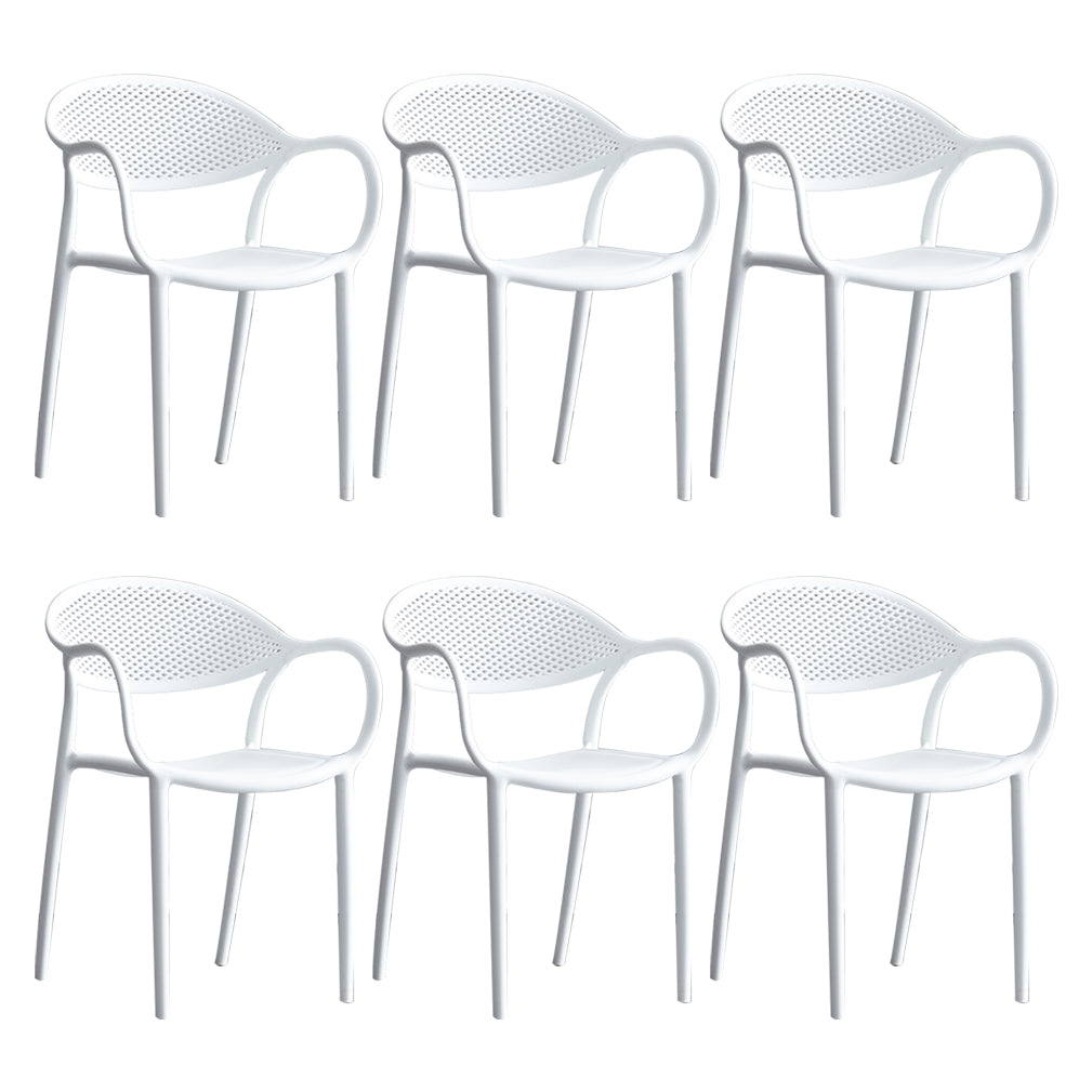 Contemporary Plastic Dining Armchair Chair Open Back Dining Side Chair for Kitchen White 6 Piece Set Clearhalo ' kitchen&dining_furn' 'Dining Chairs' 'Dining Tables & Seating' 'dining_chair' 'furn' 'furn_dining_chair' 'Furniture' 'furniture_dining_chair' 'Kitchen & Dining Furniture' 'kitchen' 3484584