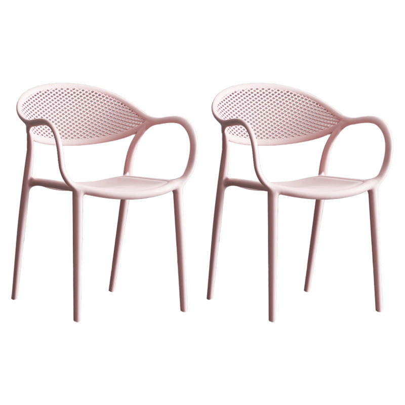 Contemporary Plastic Dining Armchair Chair Open Back Dining Side Chair for Kitchen Pink 2 Piece Set Clearhalo ' kitchen&dining_furn' 'Dining Chairs' 'Dining Tables & Seating' 'dining_chair' 'furn' 'furn_dining_chair' 'Furniture' 'furniture_dining_chair' 'Kitchen & Dining Furniture' 'kitchen' 3484587