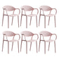 Contemporary Plastic Dining Armchair Chair Open Back Dining Side Chair for Kitchen Pink 6 Piece Set Clearhalo ' kitchen&dining_furn' 'Dining Chairs' 'Dining Tables & Seating' 'dining_chair' 'furn' 'furn_dining_chair' 'Furniture' 'furniture_dining_chair' 'Kitchen & Dining Furniture' 'kitchen' 3484591