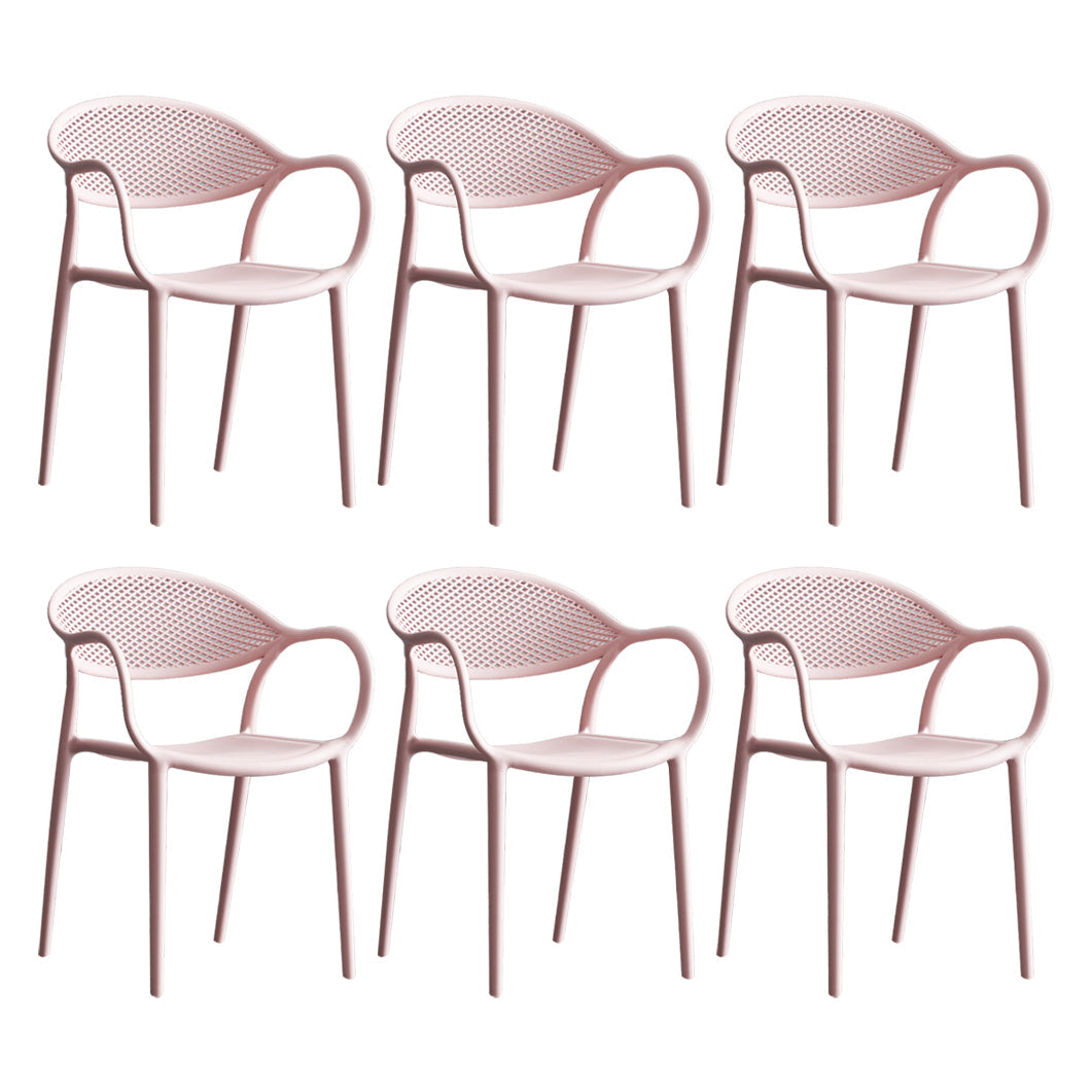 Contemporary Plastic Dining Armchair Chair Open Back Dining Side Chair for Kitchen Pink 6 Piece Set Clearhalo ' kitchen&dining_furn' 'Dining Chairs' 'Dining Tables & Seating' 'dining_chair' 'furn' 'furn_dining_chair' 'Furniture' 'furniture_dining_chair' 'Kitchen & Dining Furniture' 'kitchen' 3484591