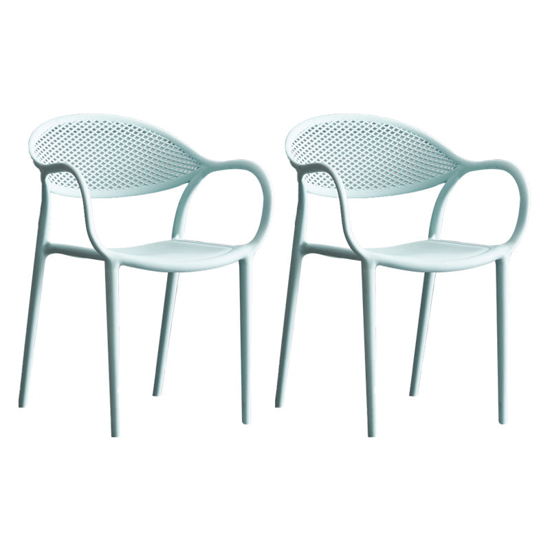 Contemporary Plastic Dining Armchair Chair Open Back Dining Side Chair for Kitchen Blue 2 Piece Set Clearhalo ' kitchen&dining_furn' 'Dining Chairs' 'Dining Tables & Seating' 'dining_chair' 'furn' 'furn_dining_chair' 'Furniture' 'furniture_dining_chair' 'Kitchen & Dining Furniture' 'kitchen' 3484592