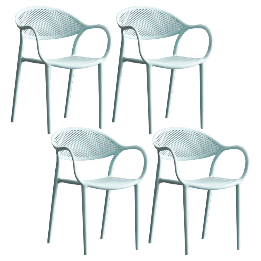 Contemporary Plastic Dining Armchair Chair Open Back Dining Side Chair for Kitchen Blue 4 Piece Set Clearhalo ' kitchen&dining_furn' 'Dining Chairs' 'Dining Tables & Seating' 'dining_chair' 'furn' 'furn_dining_chair' 'Furniture' 'furniture_dining_chair' 'Kitchen & Dining Furniture' 'kitchen' 3484595
