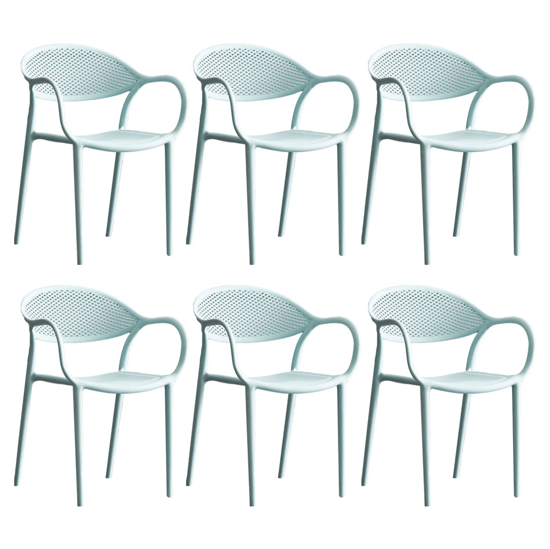Contemporary Plastic Dining Armchair Chair Open Back Dining Side Chair for Kitchen Blue 6 Piece Set Clearhalo ' kitchen&dining_furn' 'Dining Chairs' 'Dining Tables & Seating' 'dining_chair' 'furn' 'furn_dining_chair' 'Furniture' 'furniture_dining_chair' 'Kitchen & Dining Furniture' 'kitchen' 3484597