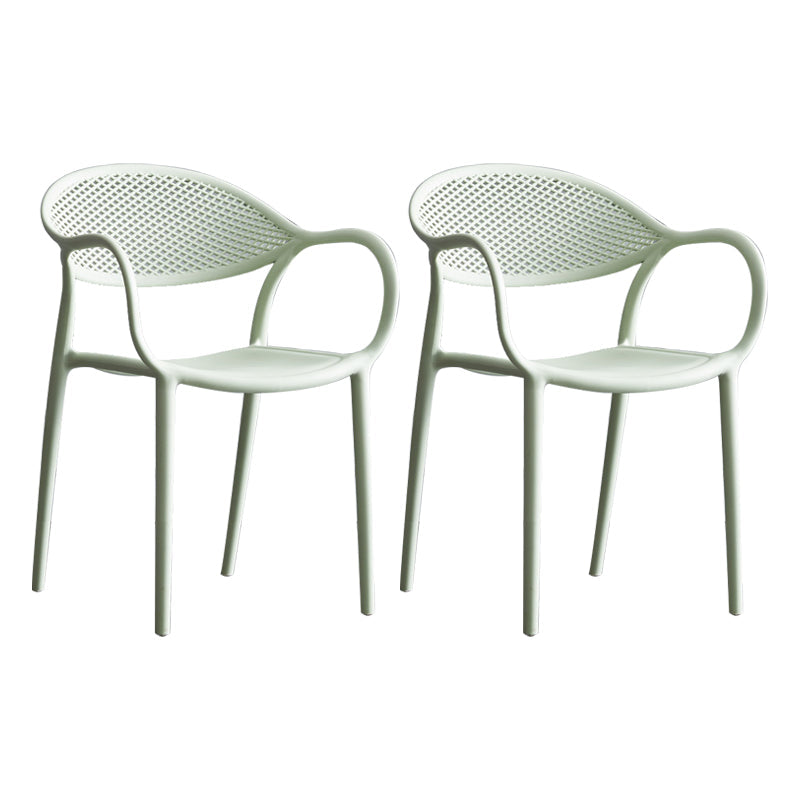 Contemporary Plastic Dining Armchair Chair Open Back Dining Side Chair for Kitchen Green 2 Piece Set Clearhalo ' kitchen&dining_furn' 'Dining Chairs' 'Dining Tables & Seating' 'dining_chair' 'furn' 'furn_dining_chair' 'Furniture' 'furniture_dining_chair' 'Kitchen & Dining Furniture' 'kitchen' 3484598