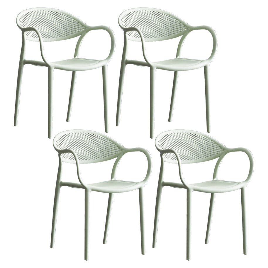 Contemporary Plastic Dining Armchair Chair Open Back Dining Side Chair for Kitchen Green 4 Piece Set Clearhalo ' kitchen&dining_furn' 'Dining Chairs' 'Dining Tables & Seating' 'dining_chair' 'furn' 'furn_dining_chair' 'Furniture' 'furniture_dining_chair' 'Kitchen & Dining Furniture' 'kitchen' 3484599