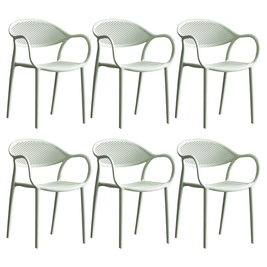 Contemporary Plastic Dining Armchair Chair Open Back Dining Side Chair for Kitchen Green 6 Piece Set Clearhalo ' kitchen&dining_furn' 'Dining Chairs' 'Dining Tables & Seating' 'dining_chair' 'furn' 'furn_dining_chair' 'Furniture' 'furniture_dining_chair' 'Kitchen & Dining Furniture' 'kitchen' 3484600
