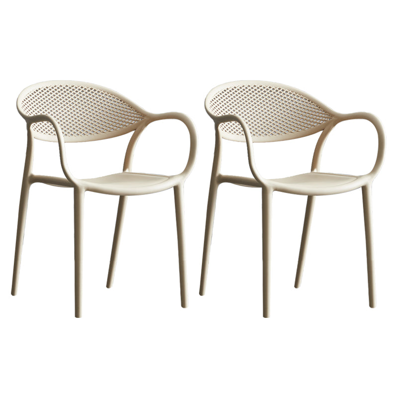 Contemporary Plastic Dining Armchair Chair Open Back Dining Side Chair for Kitchen Camel 2 Piece Set Clearhalo ' kitchen&dining_furn' 'Dining Chairs' 'Dining Tables & Seating' 'dining_chair' 'furn' 'furn_dining_chair' 'Furniture' 'furniture_dining_chair' 'Kitchen & Dining Furniture' 'kitchen' 3484601